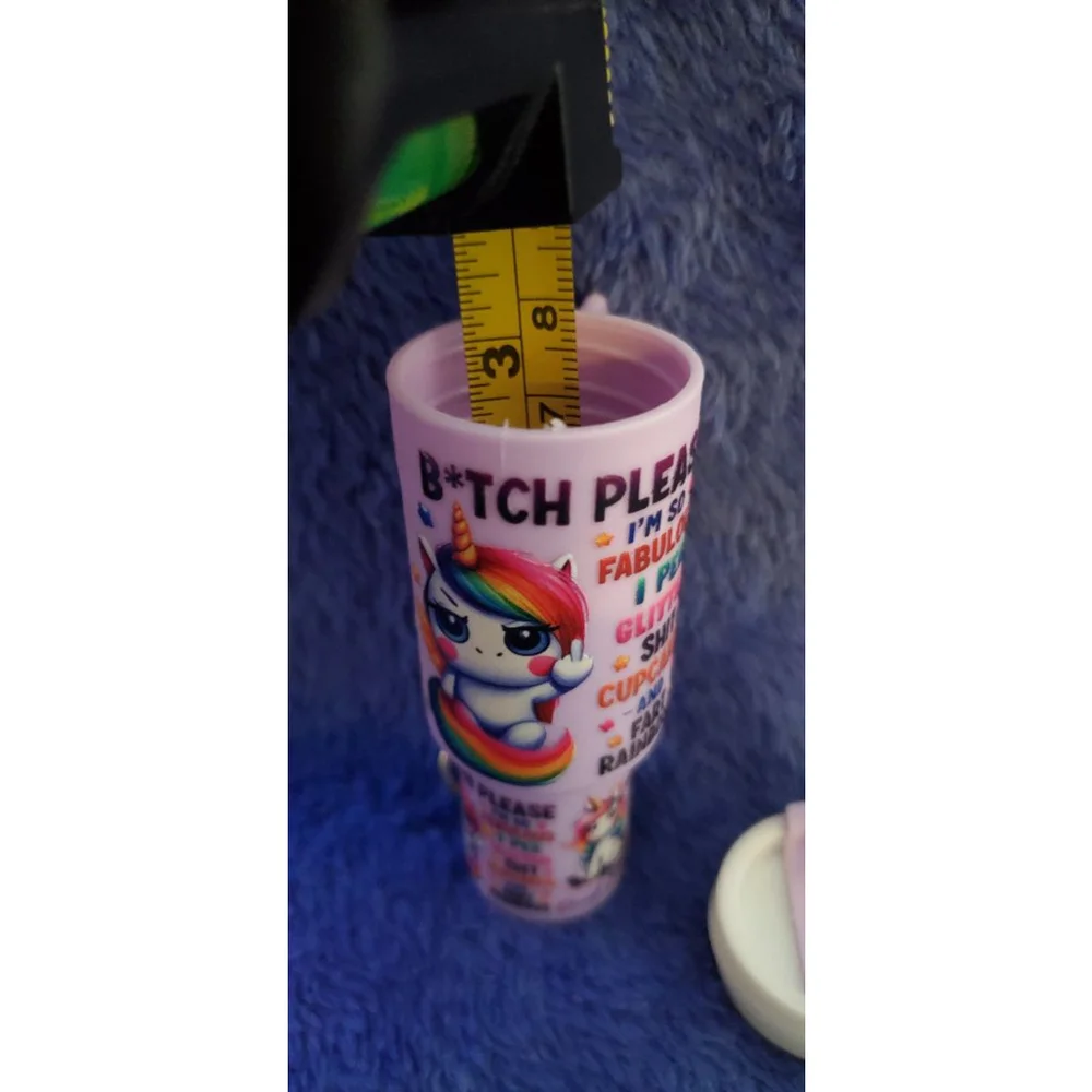 Purple White Unicorn Mini tumbler Keychain